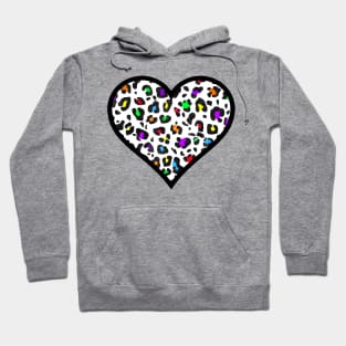 Rainbow Leopard Print Heart Hoodie